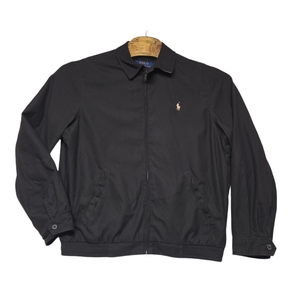 Polo Ralph Lauren Mens Bi-Swing Windbreaker Jacket Black Size M Harrington Logo